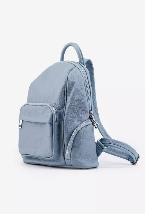 Rucsac dama bleu din piele cu buzunare
