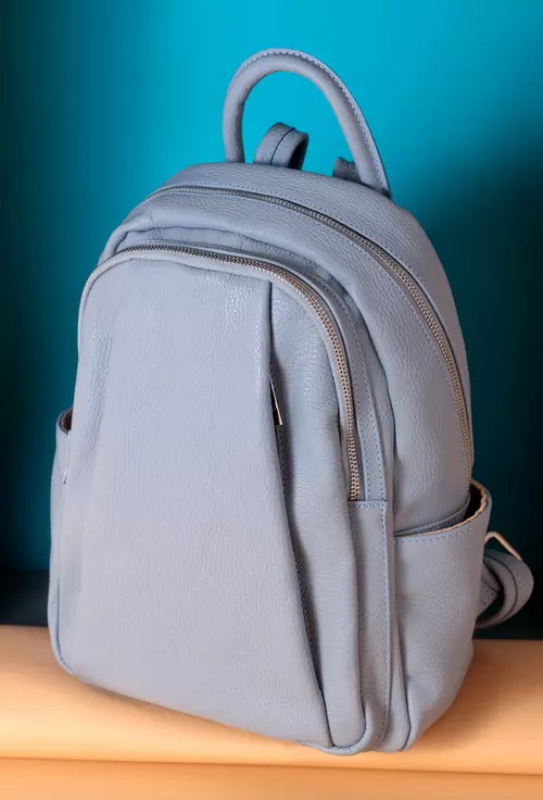Rucsac dama bleu din piele naturala
