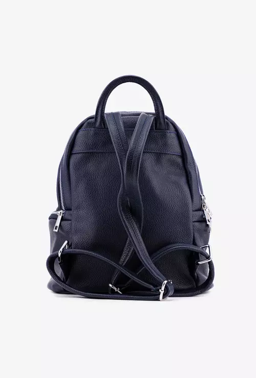 Rucsac dama bleumarin din piele cu buzunare