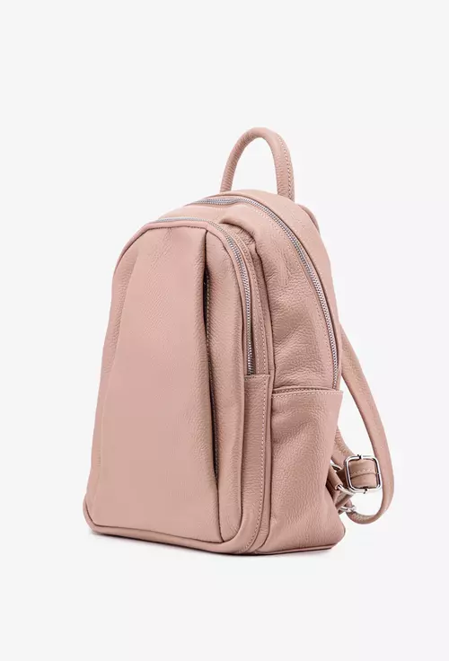 Rucsac dama roz pudra din piele naturala