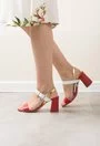 Sandale alb cu rosu din piele naturala Arabella