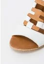 Sandale albe cu maro din piele naturala Gladis