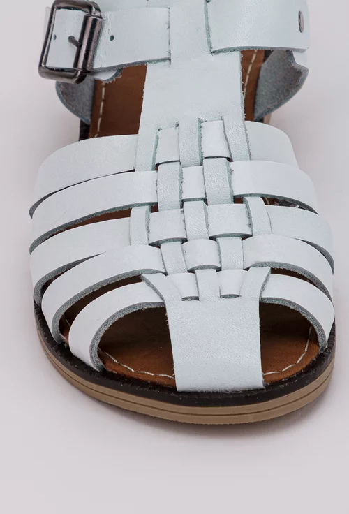 Sandale albe cu model din piele naturala