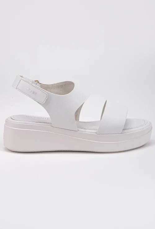 Sandale albe din piele cu prindere velcro