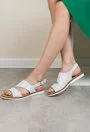 Sandale albe din piele naturala cu insertii sclipitoare Beatrice