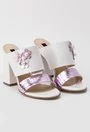 Sandale albe din piele naturala cu roz sidefat Daria