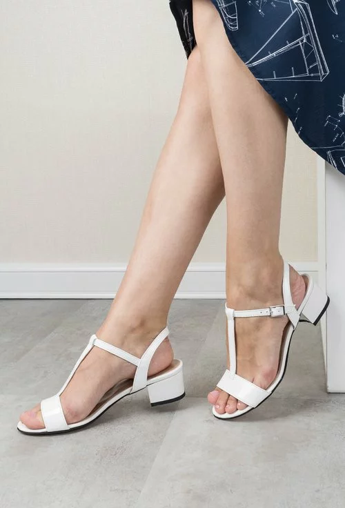 Sandale albe din piele naturala Felicity