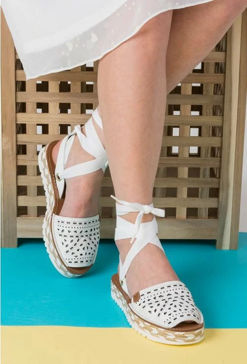 Sandale albe din piele naturala Renata