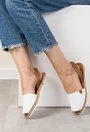 Sandale albe din piele naturala texturata cu maro Eliana