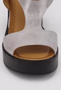 Sandale argintii din piele inalte cu accesoriu