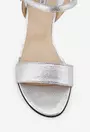 Sandale argintii din piele naturala