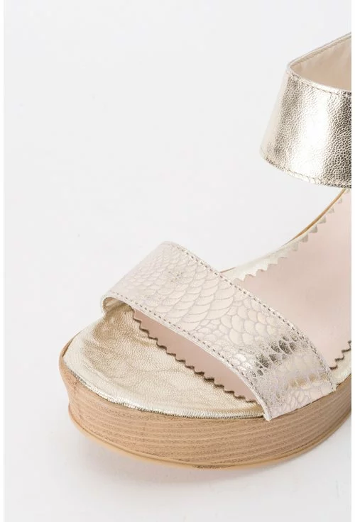 Sandale aurii cu imprimeu tip piele de sarpe multicolor Sonia
