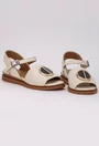 Sandale bej din piele cu ornament