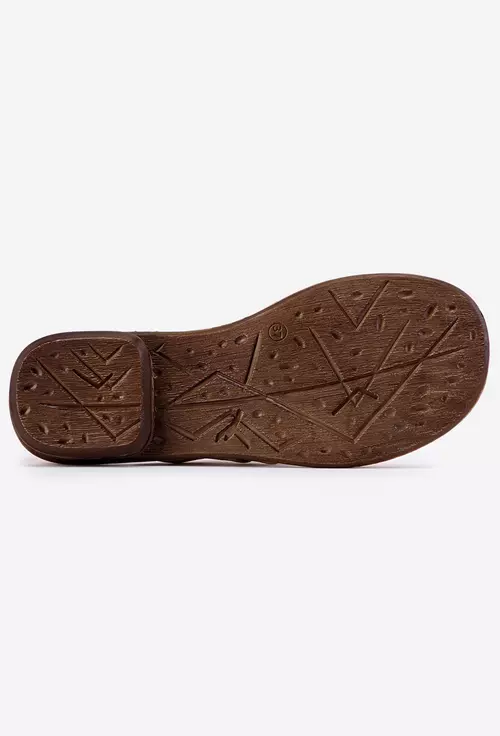 Sandale bej din piele naturala