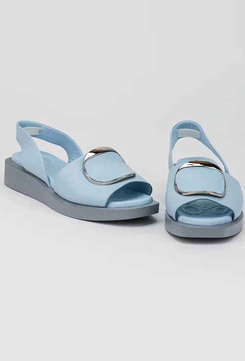 Sandale bleu deschis din piele naturala