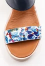 Sandale bleumarin din piele cu talpa ortopedica si imprimeu floral