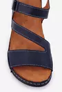 Sandale bleumarin din piele naturala cu inchidere velcro