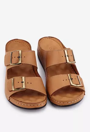 Sandale confort maro din piele naturala