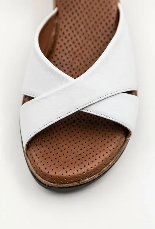 Sandale cu platforma albe din piele naturala Iasmi