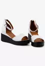 Sandale dama albe din piele cu platforma