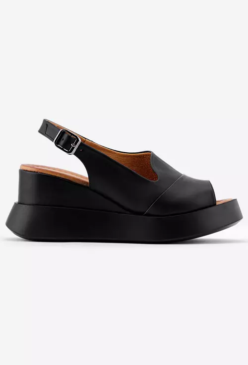 Sandale dama confectionate din piele neagra