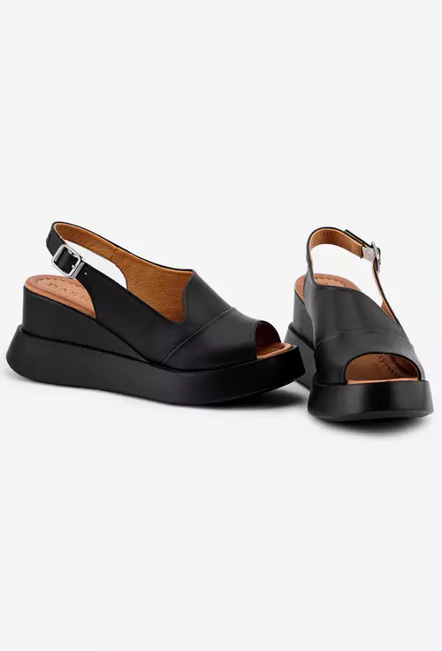 Sandale dama confectionate din piele neagra