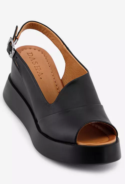 Sandale dama confectionate din piele neagra