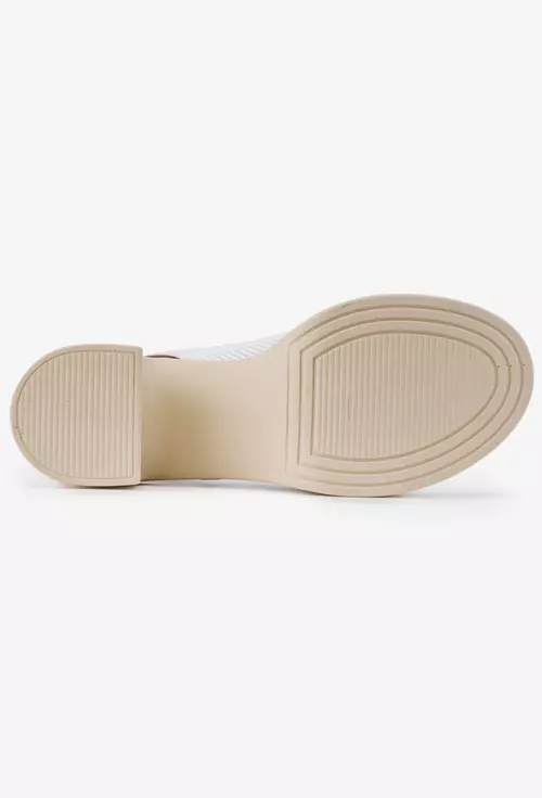 Sandale dama din piele naturala alba cu perforatii