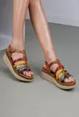 Sandale dama multicolore din piele naturala