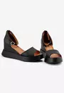 Sandale dama negre din piele cu platforma