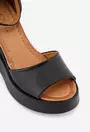 Sandale dama negre din piele cu platforma