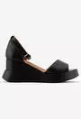 Sandale dama negre din piele cu platforma