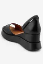 Sandale dama negre din piele cu platforma