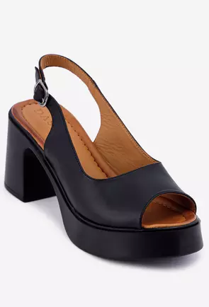 Sandale dama negre realizate din piele cu platforma