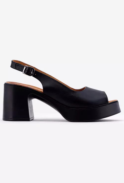Sandale dama negre realizate din piele cu platforma