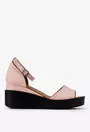 Sandale dama roz din piele cu platforma