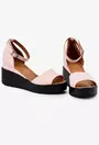 Sandale dama roz din piele cu platforma