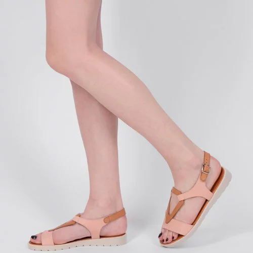 Sandale roz din piele naturala Abady