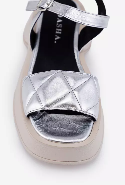 Sandale din piele naturala argintie