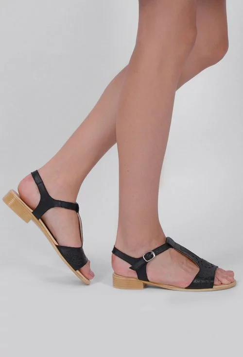 Sandale negre din piele naturala Azzola