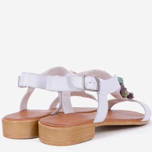 Sandale albe din piele naturala Berta