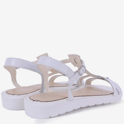 Sandale albe din piele naturala Blancha
