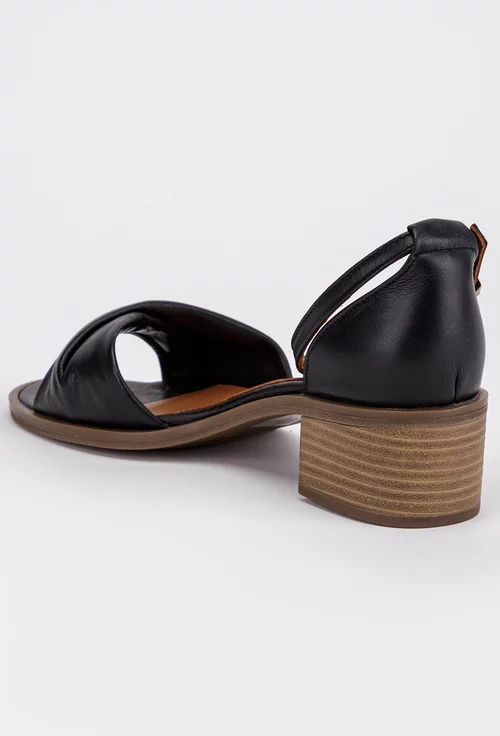 Sandale din piele naturala box nuanta neagra
