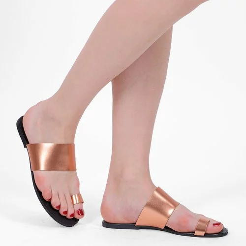 Sandale aurii din piele naturala Briselda