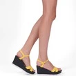 Sandale negru cu galben din piele naturala Dorra