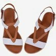 Sandale alb cu maro din piele naturala Eladia