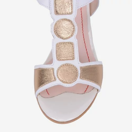 Sandale alb cu auriu din piele naturala Fiorella