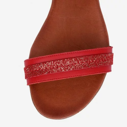 Sandale rosii din piele naturala Grimaldi