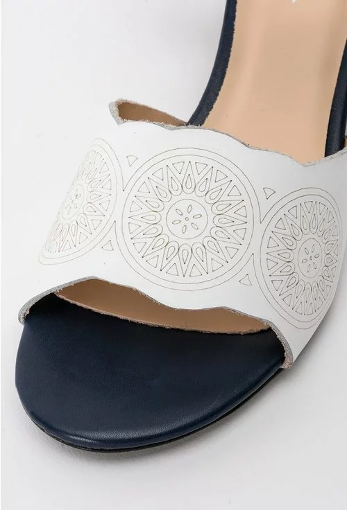 Sandale bleumarin cu alb din piele naturala Mihaela