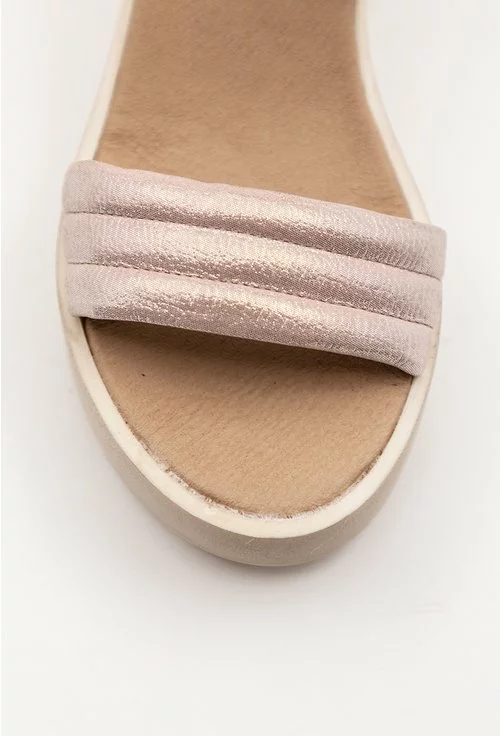 Sandale din piele naturala nuanta roz sidefat cu talpa ortopedica